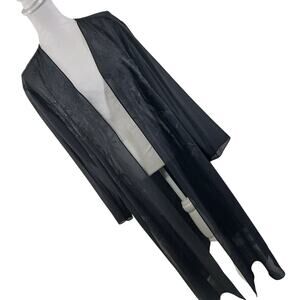 TOP SEASON! RICH SHEER BLACK W/EMBROIDERED & SEQUINNED FLORAL JACKET, TOP! SZ 2X